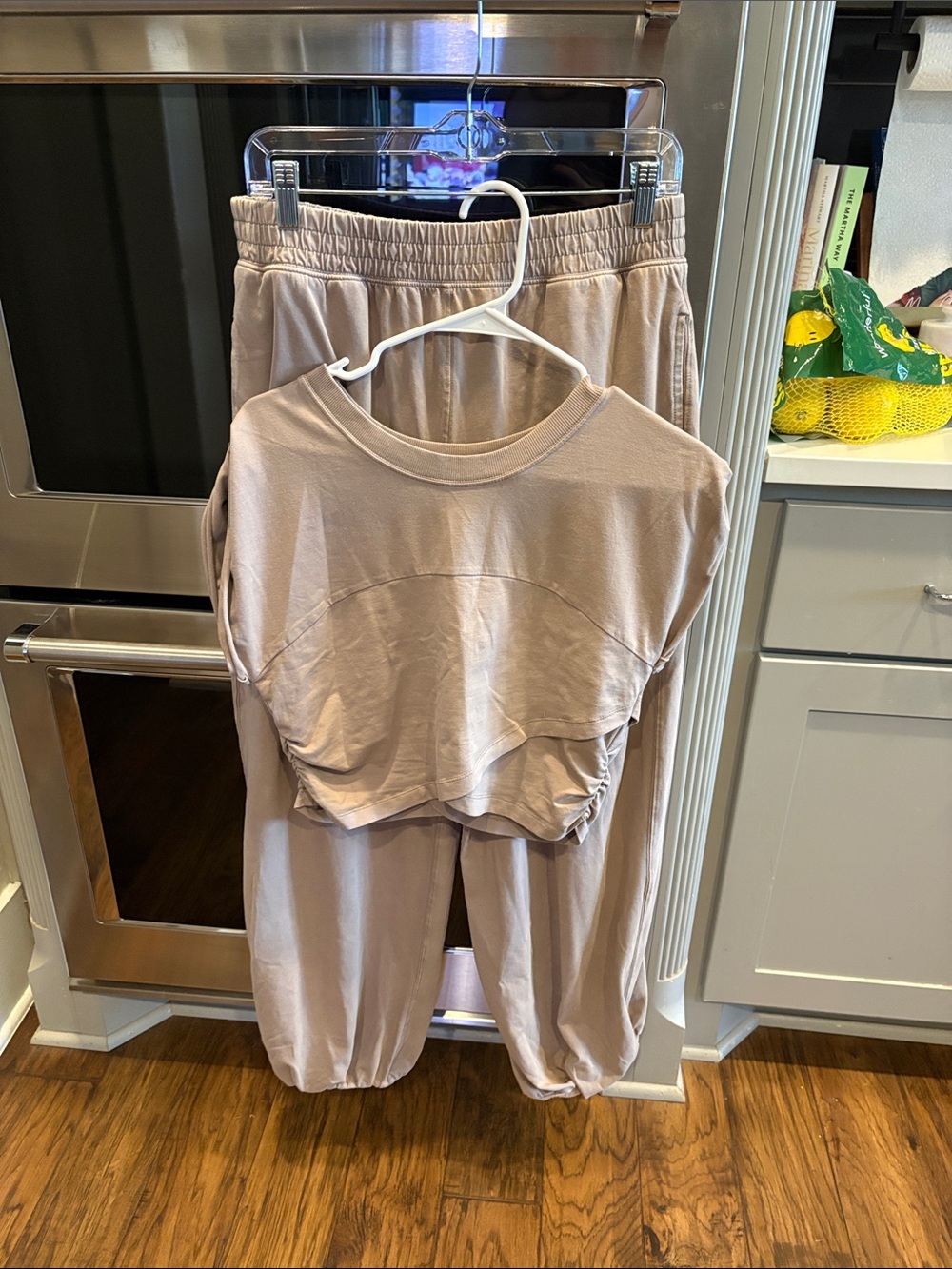 Free People Taupe Cropped Top & Jogger Jumpsuit Set